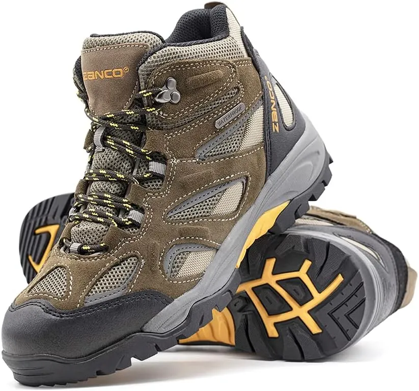 ZANCO MEN'S WATERPROOF MID-TOP HIKING BOOTS FOR OUTDOOR TREKKING CAMPING BACKPACKING