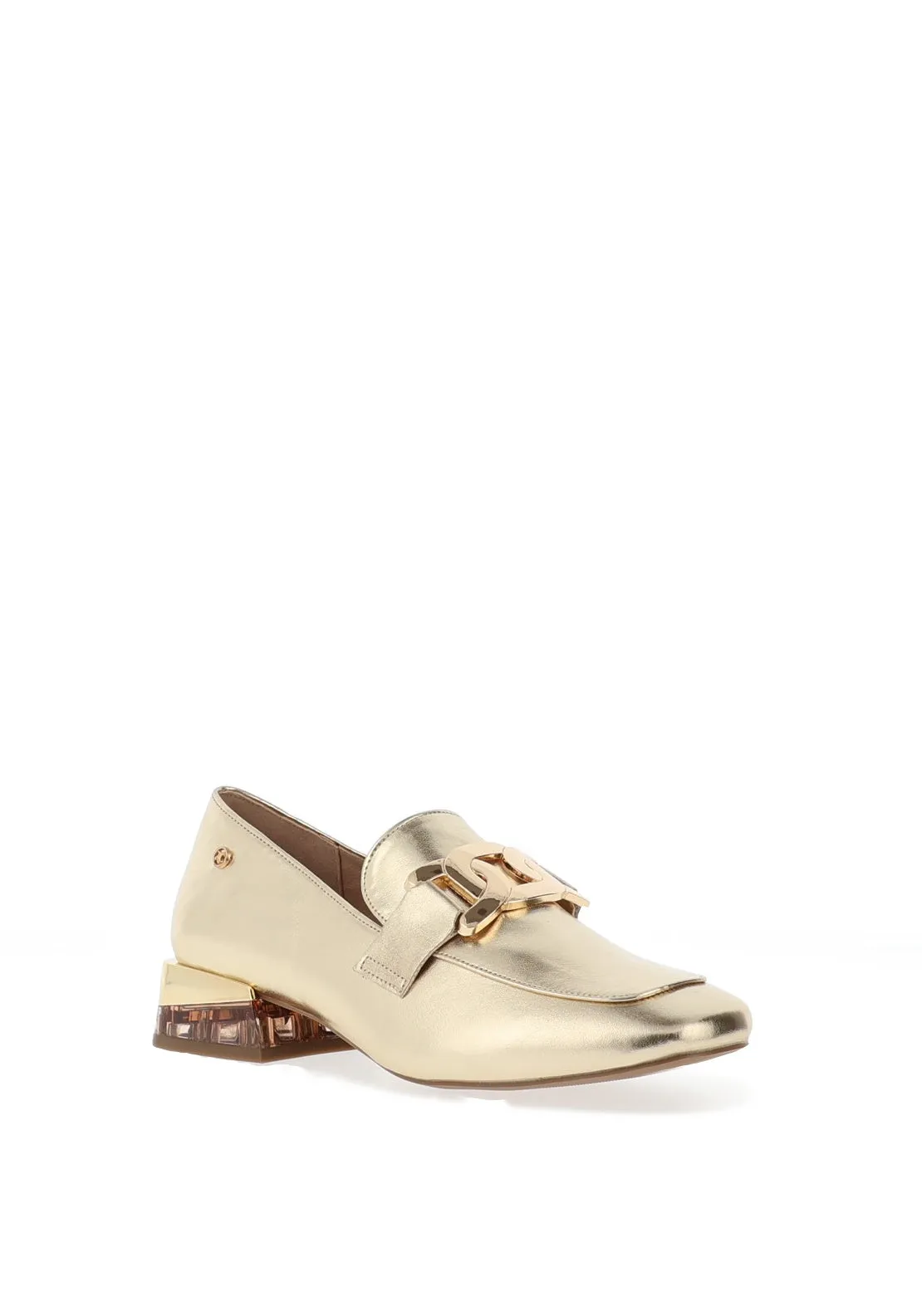 Zanni & Co. Laocai Block Heel Loafers, Gold Shimmer