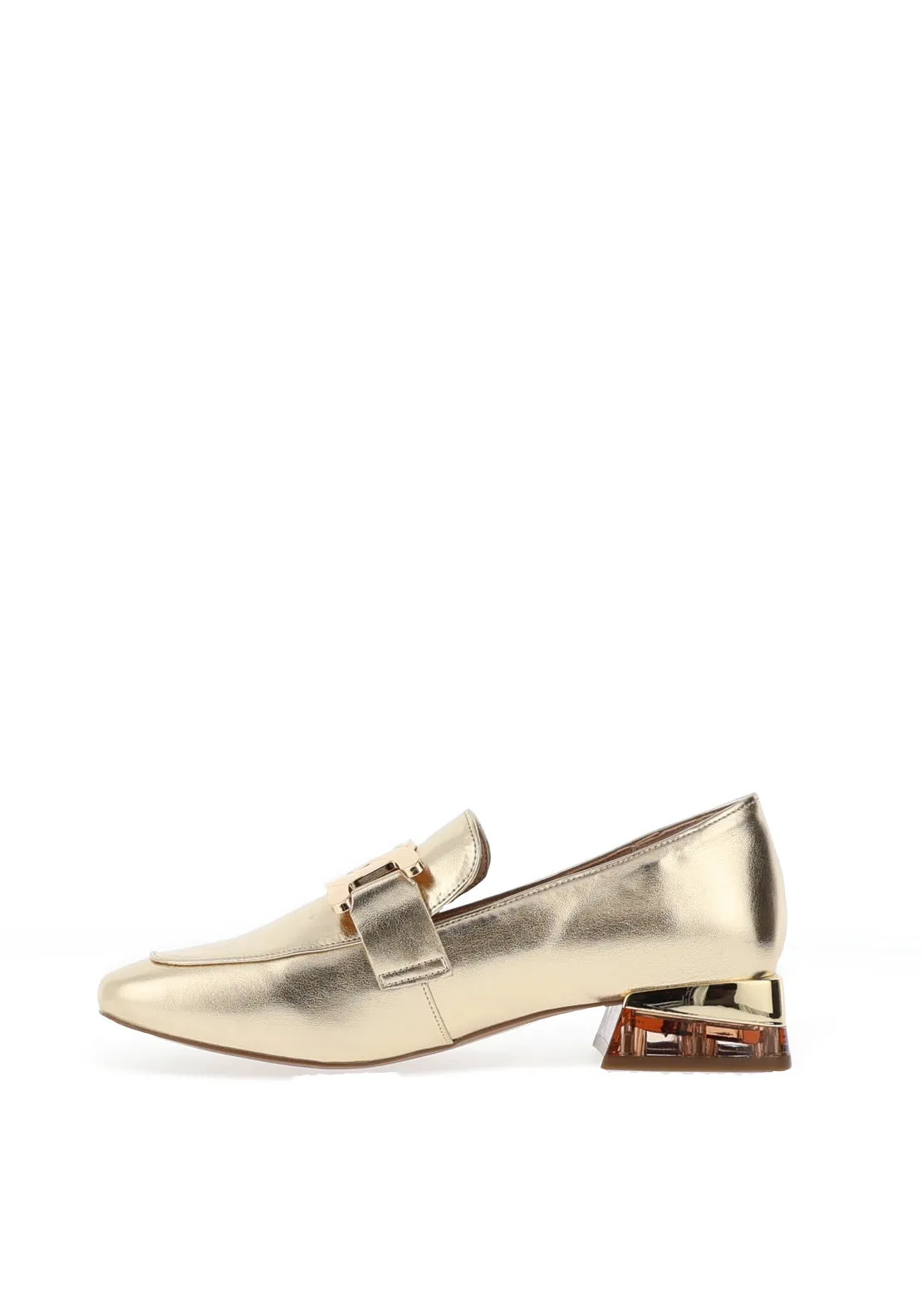 Zanni & Co. Laocai Block Heel Loafers, Gold Shimmer