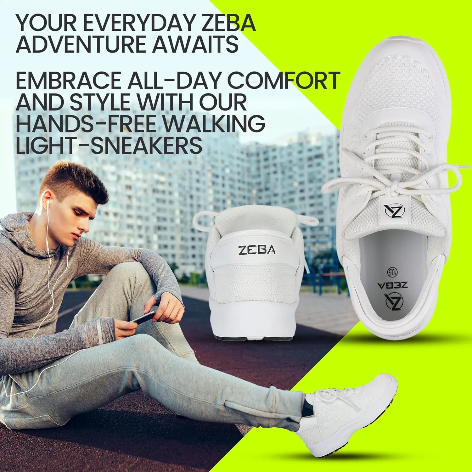 ZEBA Hands Free Slip on Lightweight Sneakers for Men - Step Up Your Comfort and Style with Perfect Walking Shoes and Fashion Sneakers