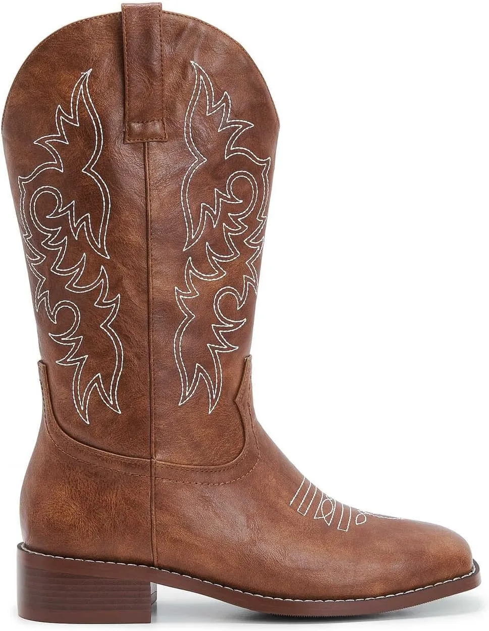 ZXHYZLZ Western Cowboy Boots for Women - Mid Calf Embroidered Cowgirl Boots, Slip On Pointed Toe Chunky Heel Fashion Retro Classic Boots